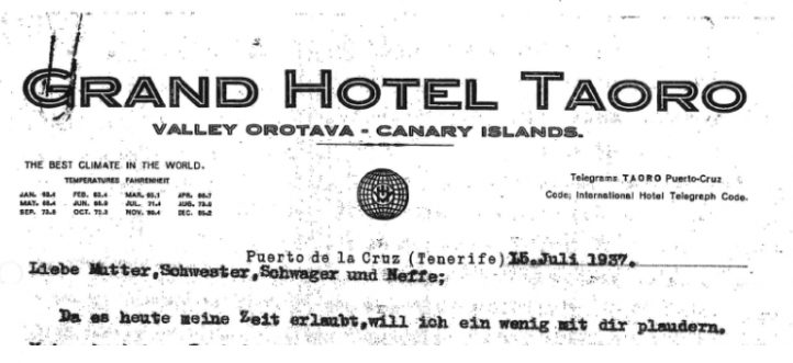 Enrique Talg Schulz, Gran Hotel Taoro 1937
